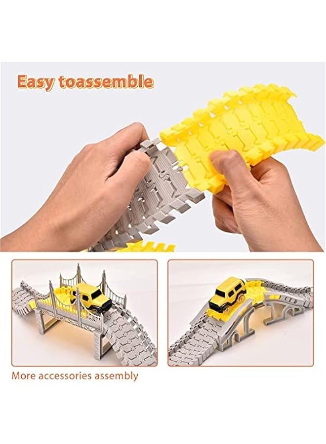 305 Pcs Construction Race Tracks for Kids Toys， 2 Electric Toy Cars,4Construction Cars, DIY Collage Flexible Track Toys Set, Kids Gifts for 3 4 5 6 7 8 Year Old Boys and Girls Toys - Image 2